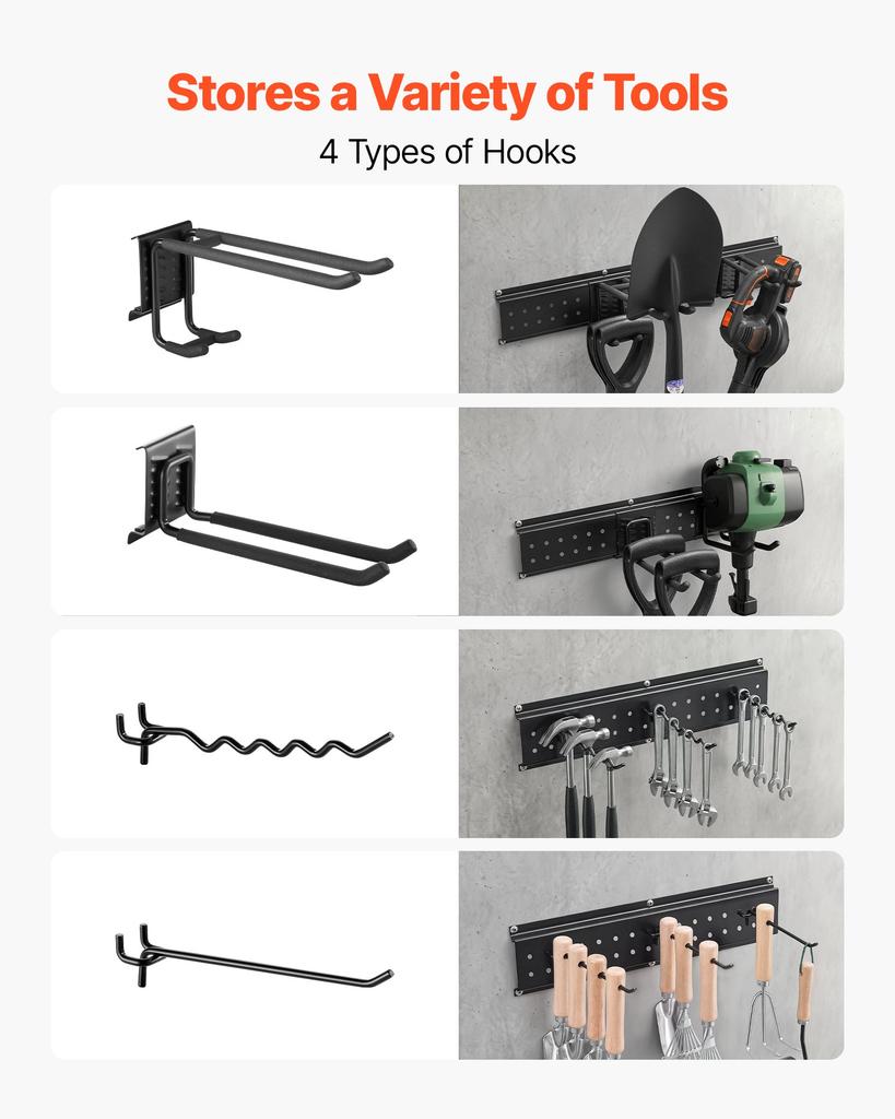 VEVOR Garage Tool Organizer 1257.3 Mm 272 Kg Wall Mount Garden Tool Rack