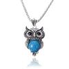 Metal Owl Turquoise Jewelry Set: Necklace, Earrings, and Bracelet - European & American Fashion