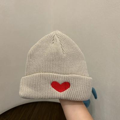 Natural NewKnit Beanie: Cozy Embroidered Heart Knit Cap - Warm Winter Hat for Women & Girls