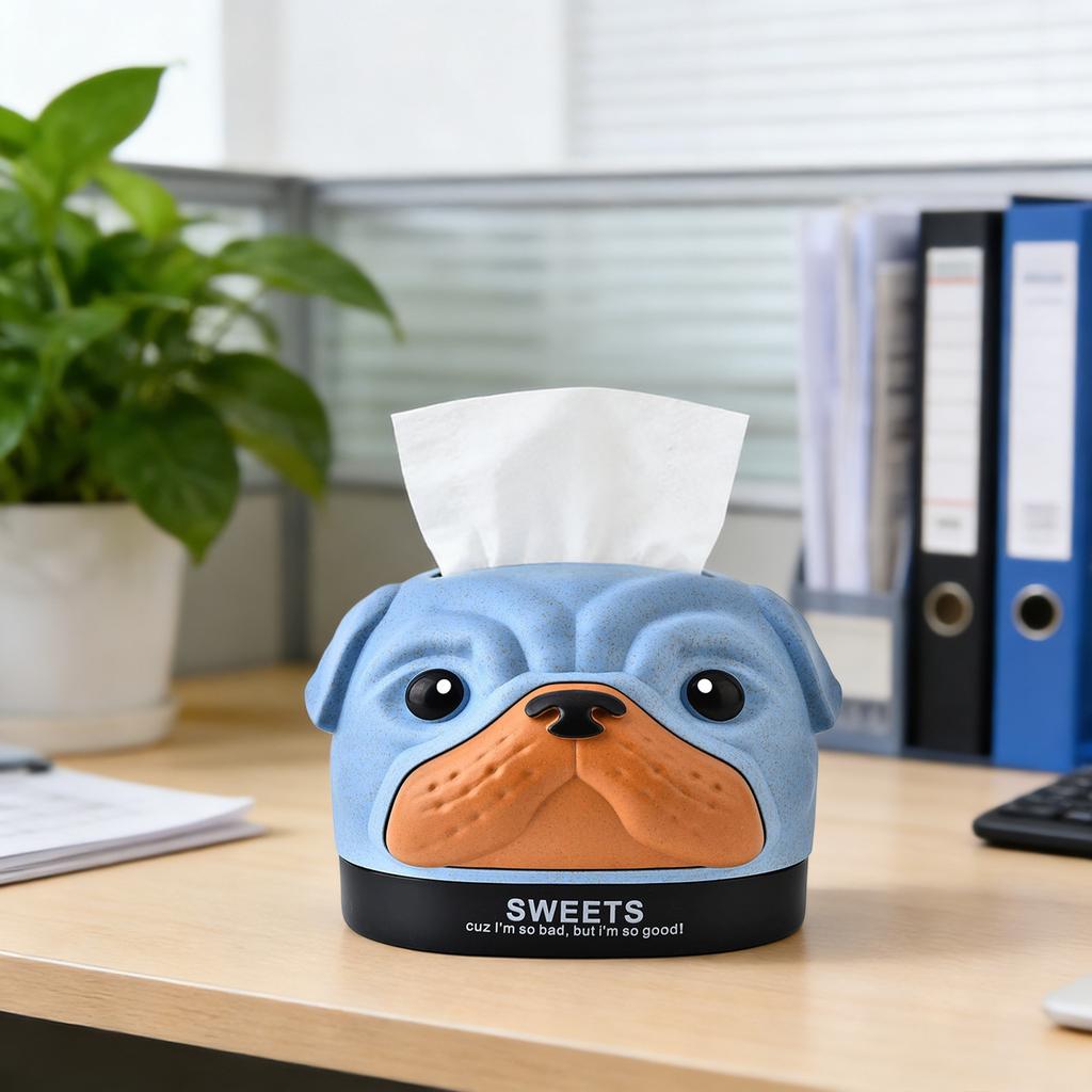 Creative Tissue Box Cover, Exquisite Realistic Cute Dog Appearance Tissue Dispenser Box Holder For Dresser Bathroom, Home