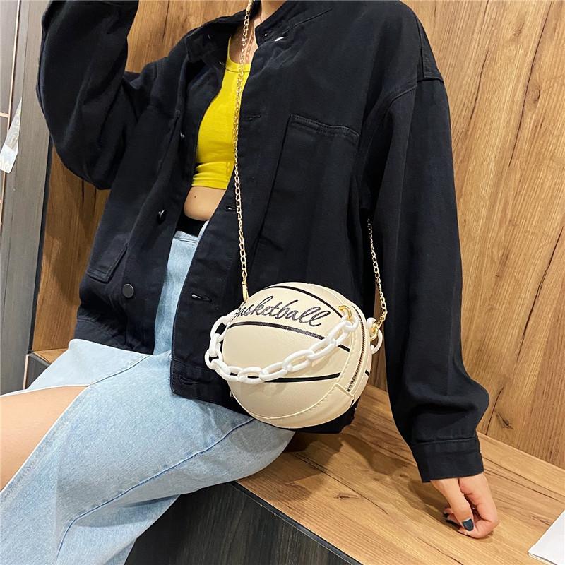 Tooxika Damen Neue runde Basketball-Handtasche mit Ball, vielseitige Umhängetasche, kleine Tasche