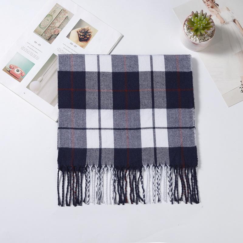Stylish British Plaid Cashmere-Feel Scarf for Men & Children - Autumn/Winter Warm Shawl & Snood