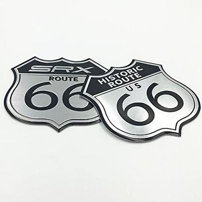 Fogman Emblem Route 66 Sticker Car Motorcycle Aluminum Retro Decal Route 66 Goods Set of 2