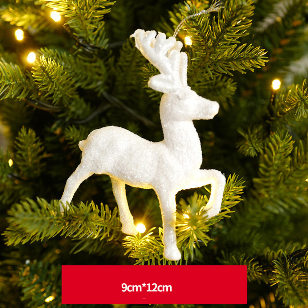 New Christmas Tree Decorations Pendant Xmas Tree White Elk Snowflake Ornaments Home Hanging Decoration 2025 New Year Party Decor