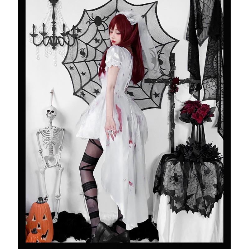 Adult Gothic Vampire Bride Witch Dress Halloween Tuxedo Costume Sexy Stage Performance Outfit
