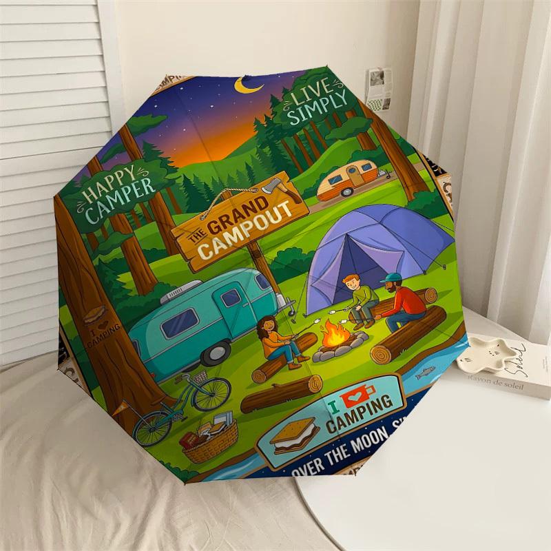 

1PC Camping Moonlight Umbrella-8-Rib Reinforced Portable Folding Travel Suitable for All Seasons Outdoor Daily Use Is an Ideal Choice -K0380