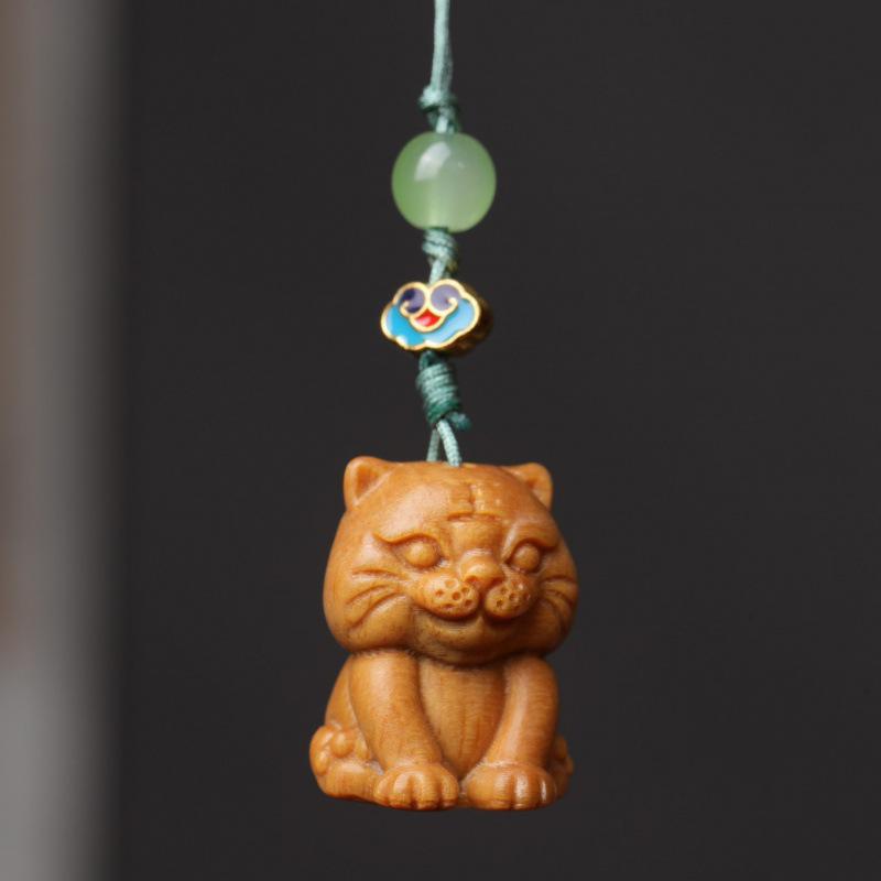 Green Sandalwood Tiger Phone Charm and Keychain for the Year of the Tiger - Cute and Auspicious Design
