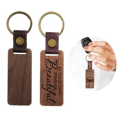 10 Stück Vintage Holz Schlüsselanhänger Personalisierte Gravur Schlüsselring Anhänger Holz PU Leder Schlüsselkette für Schlüssel Taschen Kameras