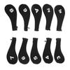 10 PCS Golf Club Head Covers Golf Iron Pole Zipper Hat Cover Club Protective Covers Black