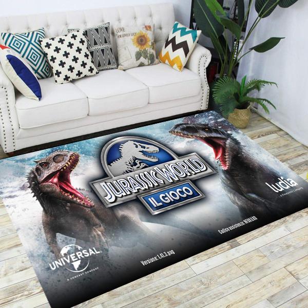 Jurassic Park Dinosaur Cartoon Carpets Rugs Non-slip Area Rug for Living Room Bedroom Foot Pad Decoration,Child Game Floor Mat