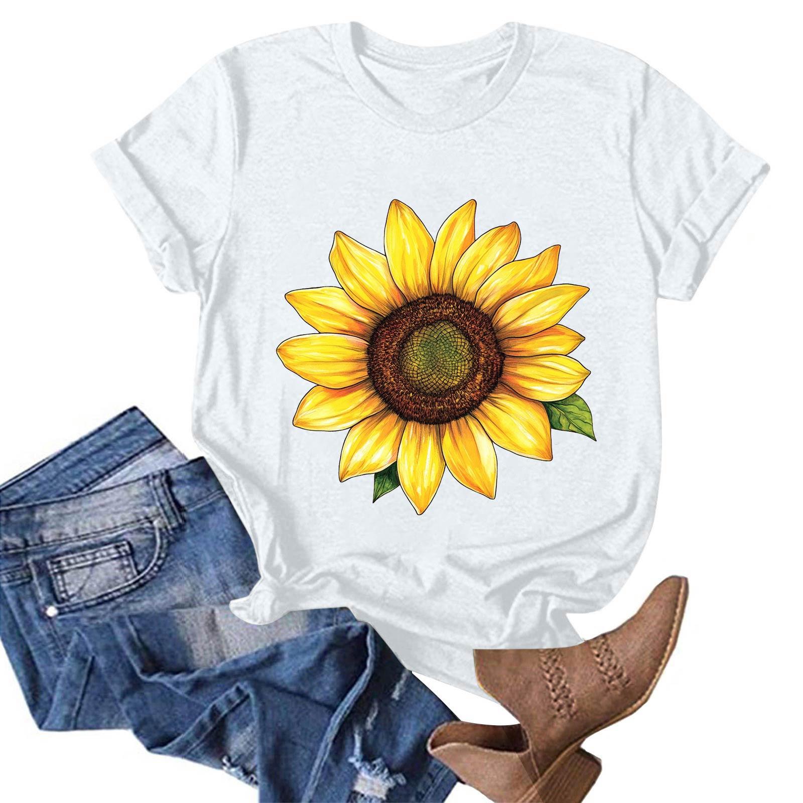 

Жіночий модний повсякденний пуловер з принтом і круглим вирізом, футболка з короткими рукавами XL білий