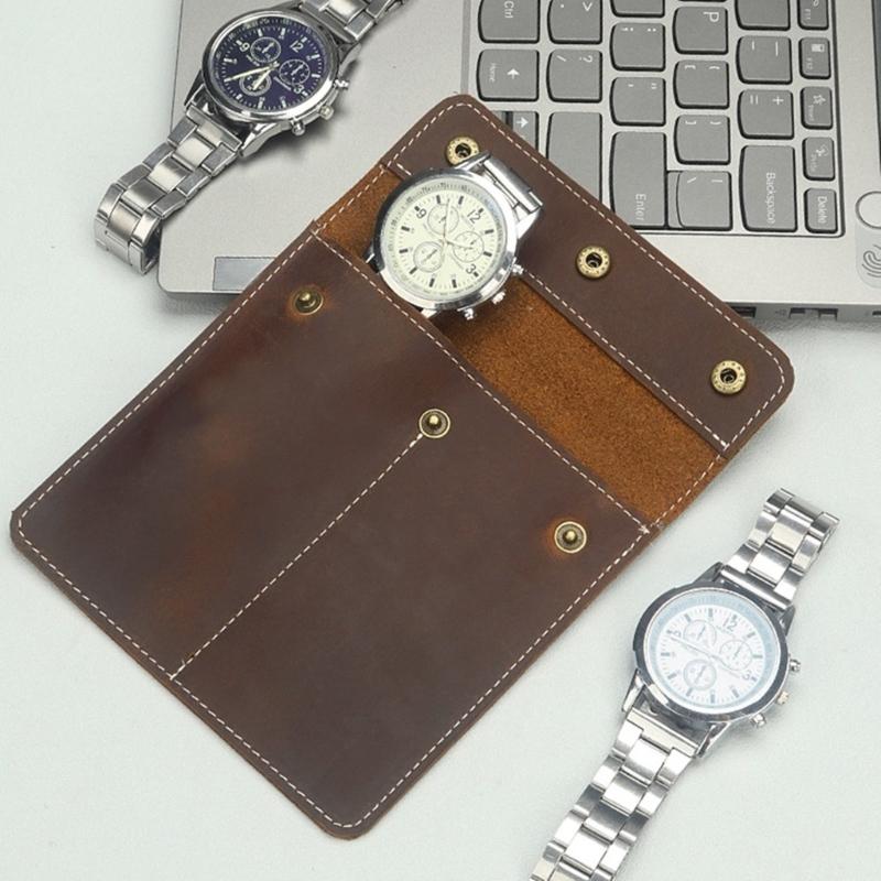 Stylish Genuine Leather Watch Organizer Compact and Durable Storage Case for Jewelry and Watches Ornamemnt Brown Bags