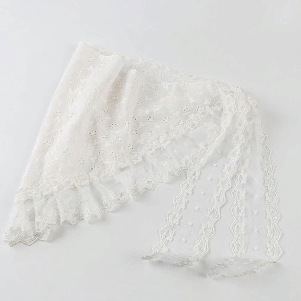 Multipurpose Lace Head Scarf Embroidered Floral Pattern Neck Scarf Lace Kerchief Beach Wear