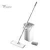 Stainless Steel Handle Lazy Mop Flat Squeeze Bucket Set with Long 360-Degree Rotation Dry Wet Use Tile Floor Cleaning Wringer Kit Family-Friendly Tool