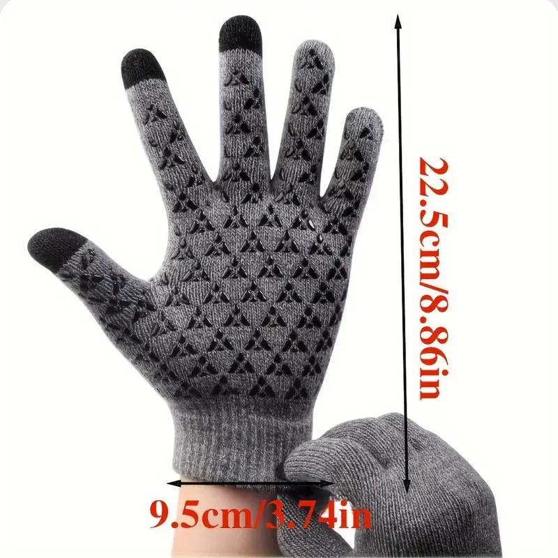 Heated Electric Gloves with Touch Screen, Five-Finger Writing Capability, Heating, Warmth, and Thickened Insulation. Full-Finger Knitted Electric