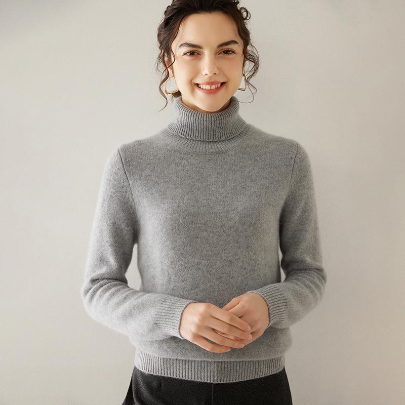 2024 Autumn/Winter Women's High Neck Cashmere Knit Sweater: Warm, Thick Base Layer with Long Sleeves