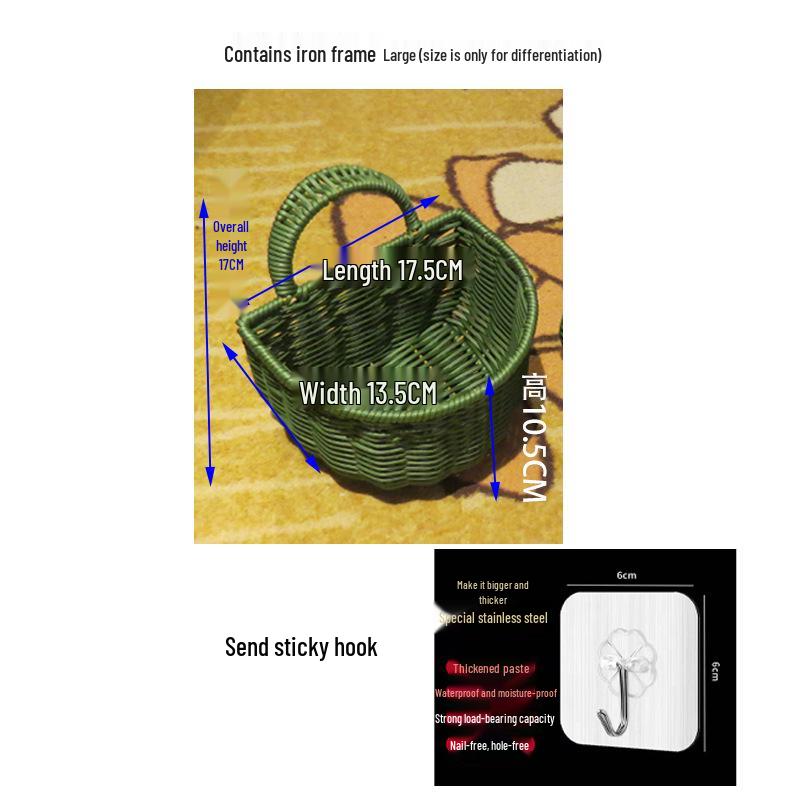 Pastoral Handmade Woven Plastic Wall Basket for Storage and Decoration