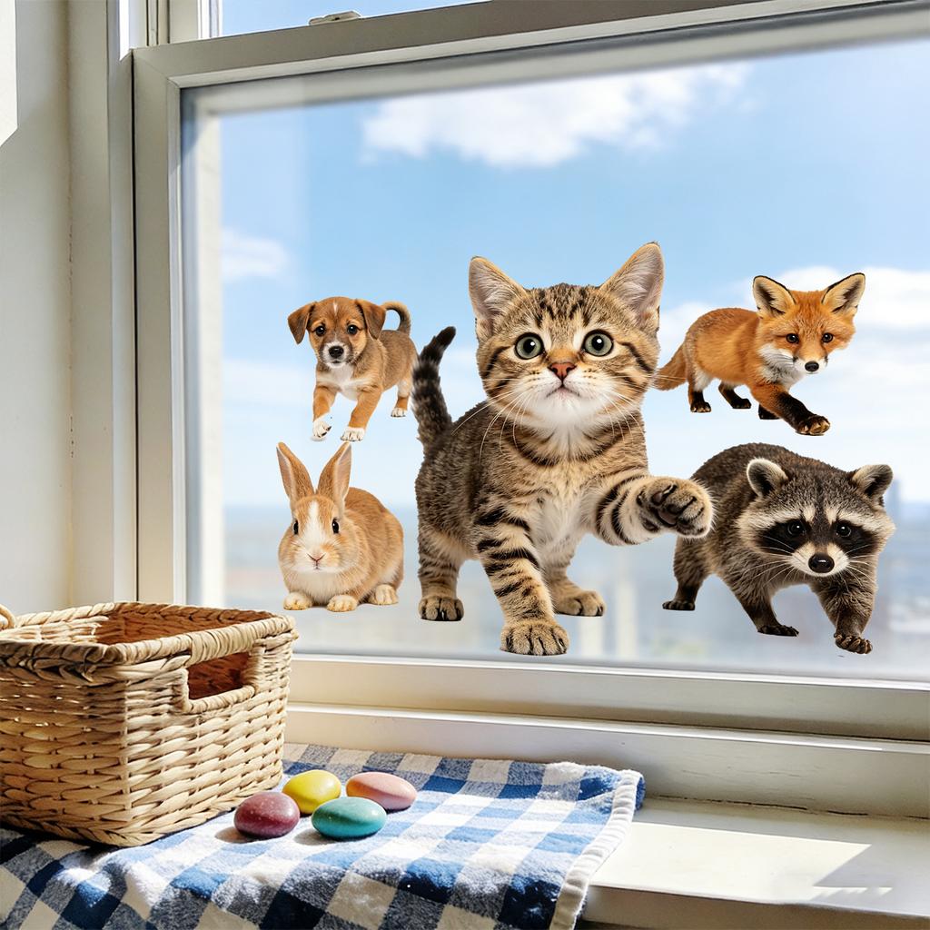 Small Animal Static Window Stickers for Attaching To Living Room, Bedroom and Kitchen Decorations