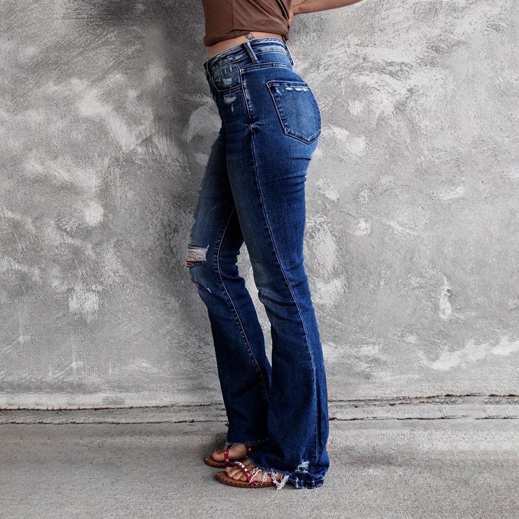 Pantalon en jean taille haute pour femmes