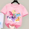 My Little Pony T-shirt for Children Cartoon Partern Tee Top New Boys Girls Round Collar Clothes Kids Anime Cotton Clothing Gift