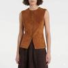 Brown Stylish Party Women's Handmade Lambskin Leather Vest Coat Fancy Soft Fit