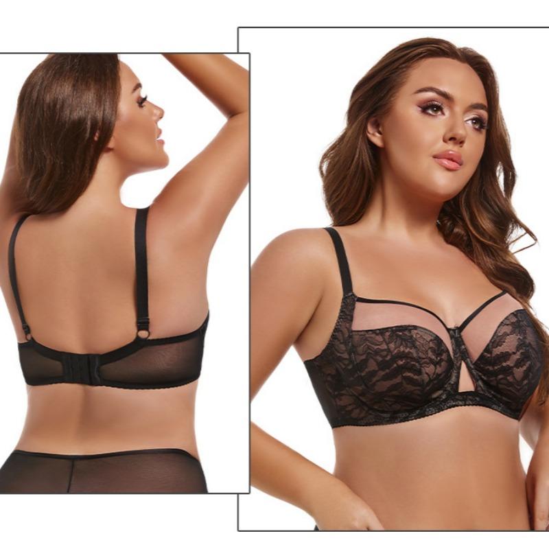 Hot-selling Plus-size Lingerie, Full-cup Lace Bras That Make Busts Look Smaller