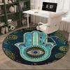Alfombra redonda con diseño de mano de Fátima dorada, Cojín para silla, Alfombra redonda para entrada, Alfombras redondas suaves para sala de estar, dormitorio, decoración de alfombra circular, regalos