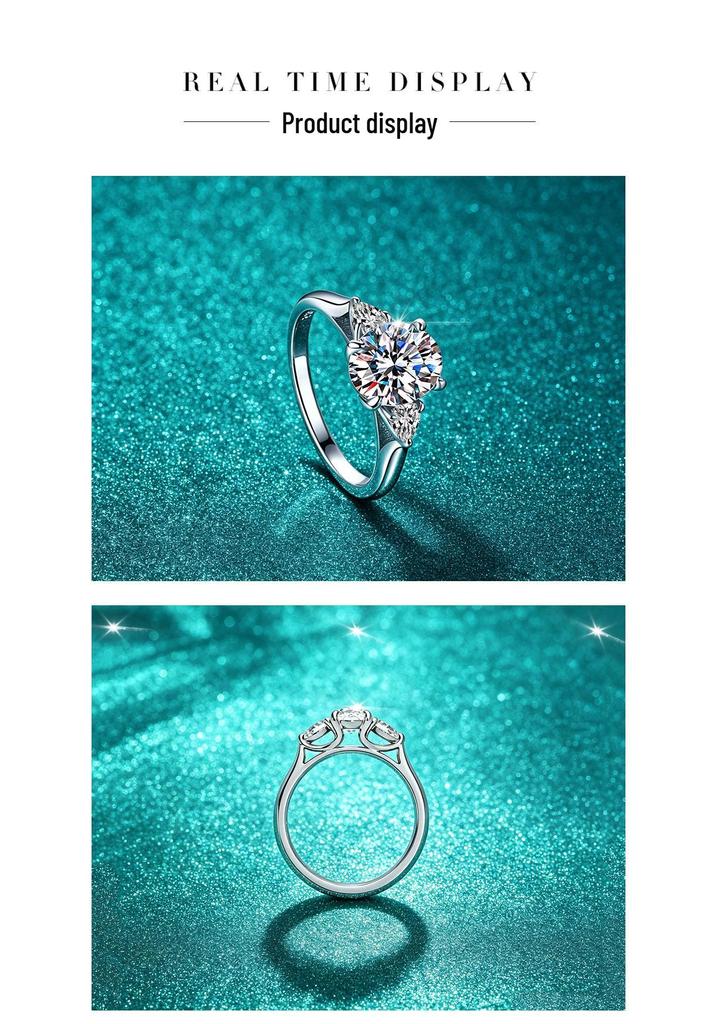 S925 Sterling Silver 3 Carat Oval D Color Moissanite Engagement Wedding Ring