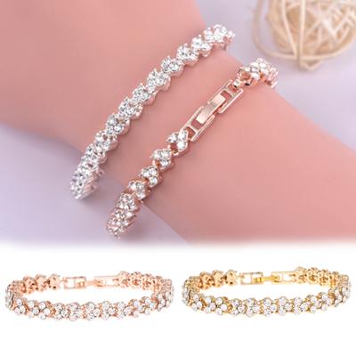 Shiny Rhinestone Inlaid Women Bracelet Adjustable Bangle for Party Anniversary