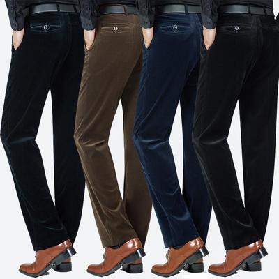 Men's Stretch Corduroy Pants - Spring, Autumn, Winter - Loose Fit, Plus Velvet, Thickened Comfort
