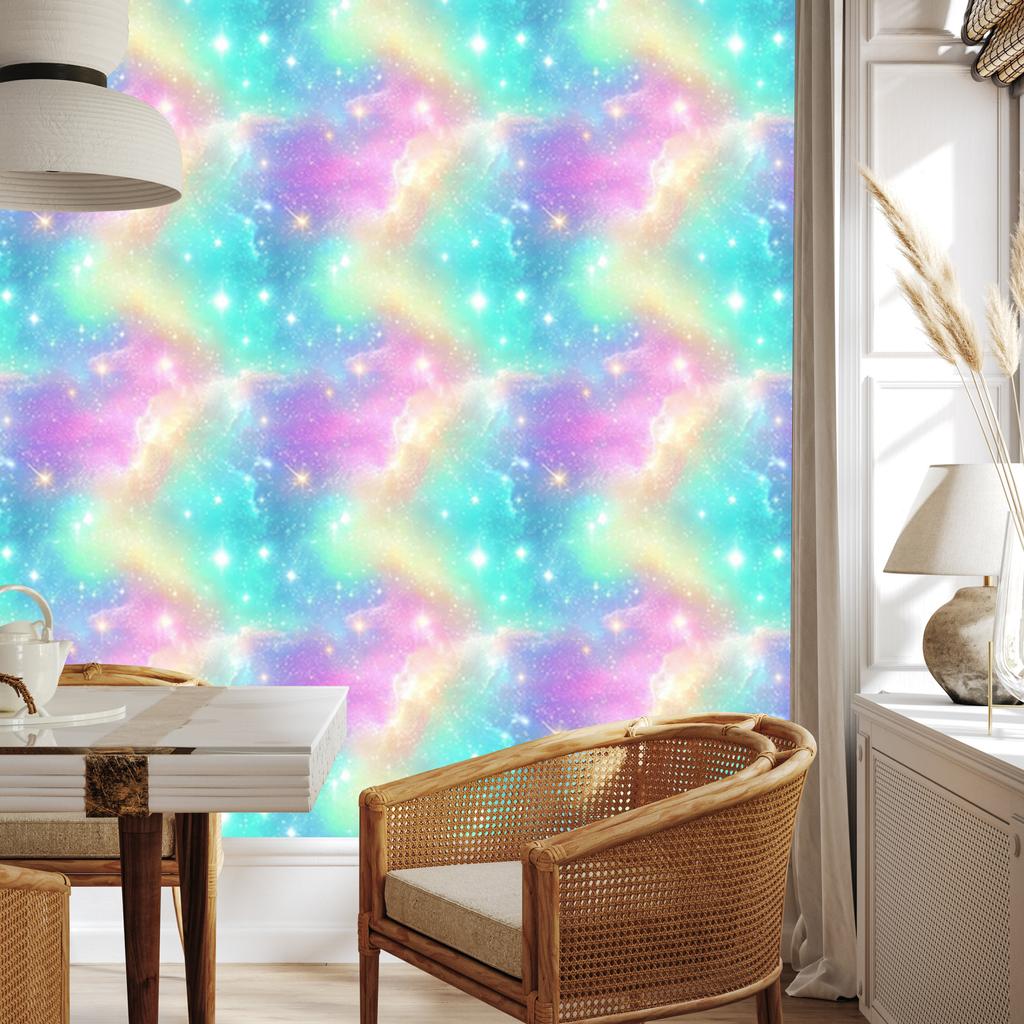 Watercolor Galaxy Mint and Lavender Wallpaper for Living Room and Bedroom 50x1000