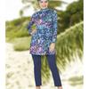 2-piece Muslim Women's Modest Tropical Rainforest Print Seaside Swimwear Full Coverage Swimsuit Set Beachwear Burkini Swimsuit Set (Without