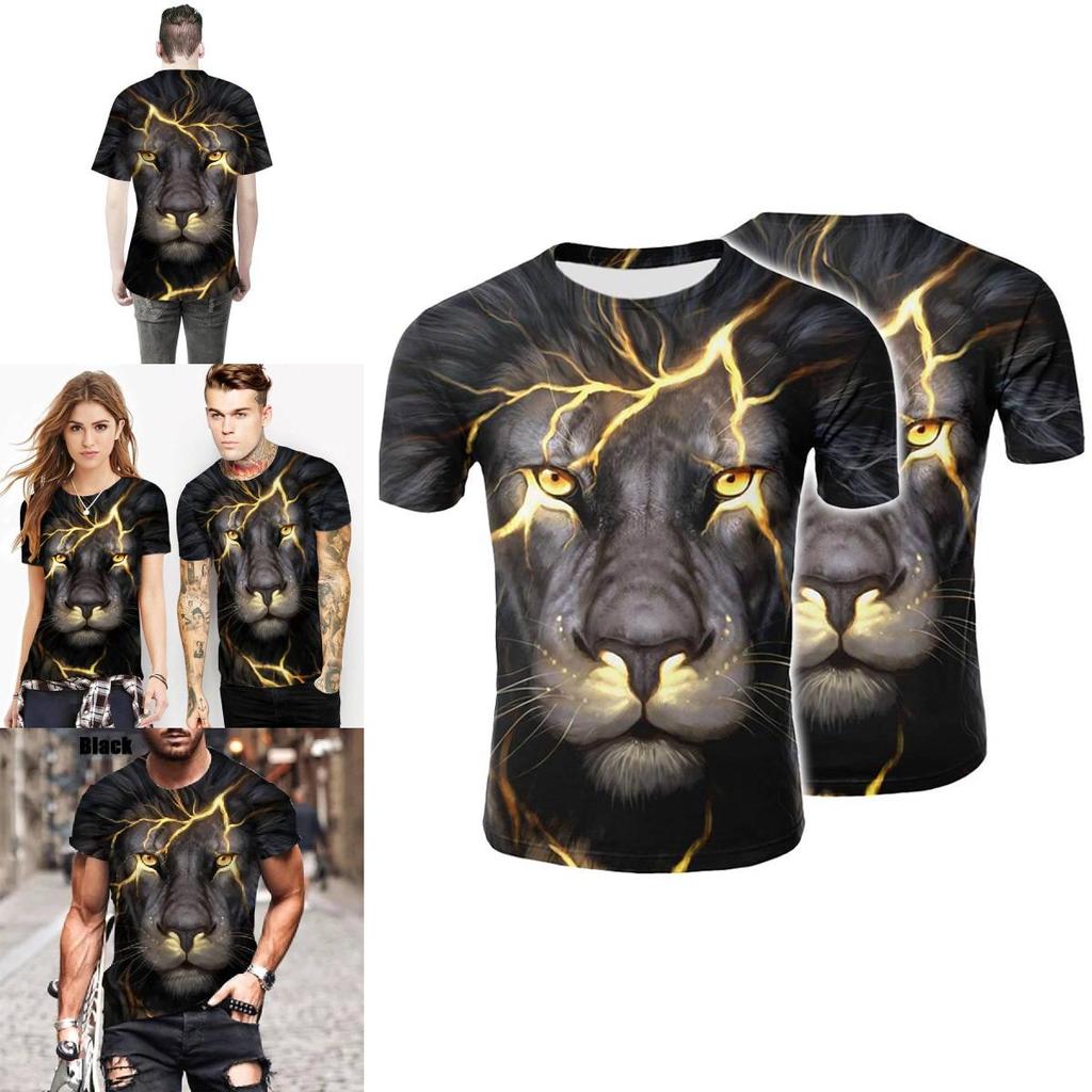 Trendy 3d Printed Lion And Tiger Men's T-shirt Comfortable Loose Fit Summer Wear