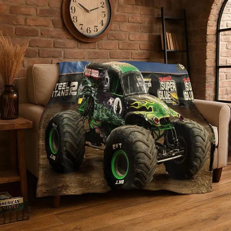 Soft Flannel Blanket M-Monster Truck Monster Jam Super Comfortable Bedding Sofa Cover Home Decor Gift Teen Boys Girls Children