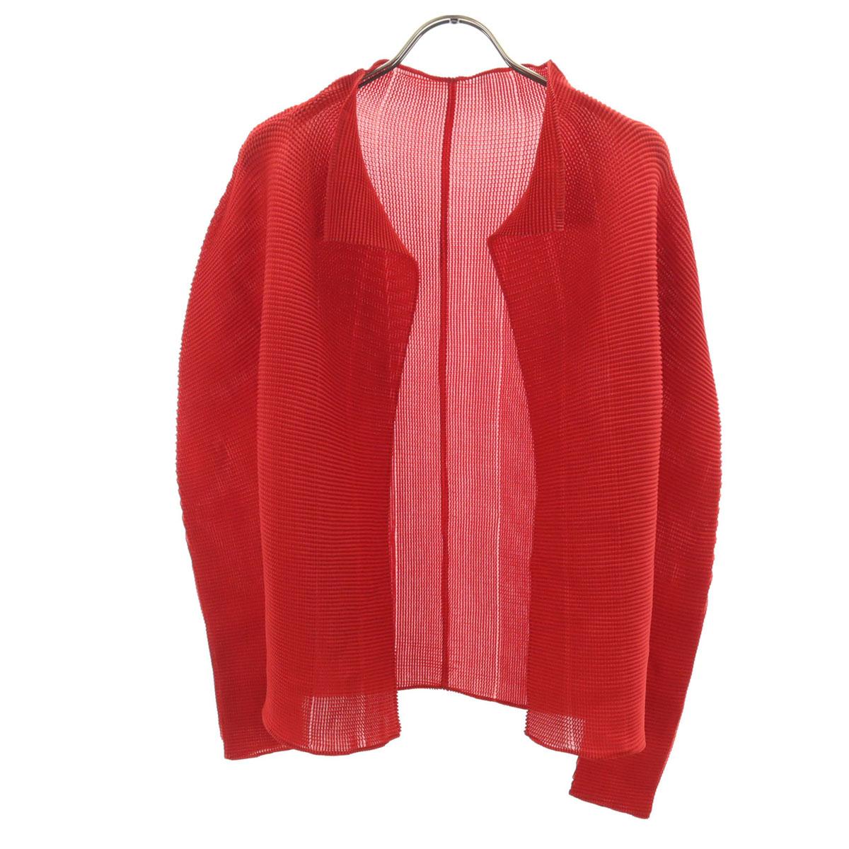 

me ISSEY MIYAKE 90s Old Long sleeve Pleated cardigan Red Women Used