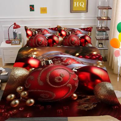 Christmas Lantern 3D Printed Polyester Pillowcase Quilt Cover Two Or Three Piece Set