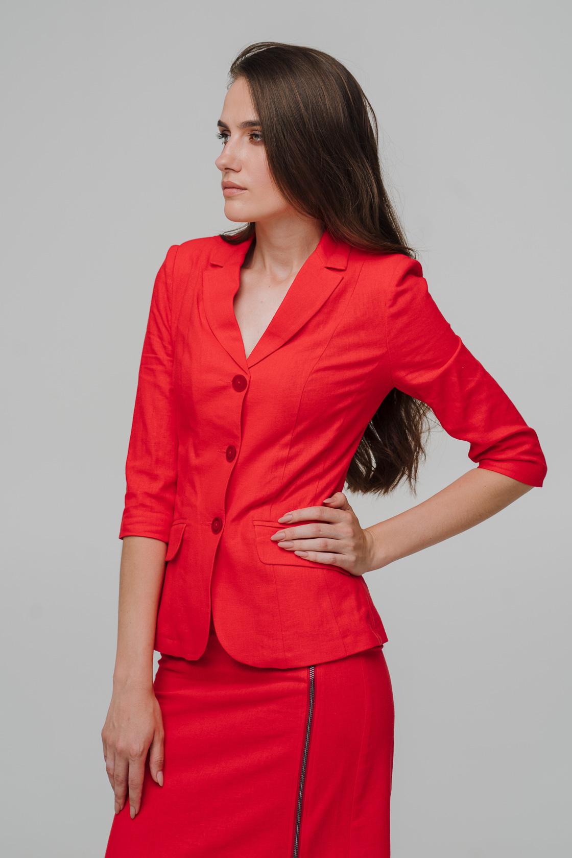 

Піджак із справжнього льону 38 цукерки apple червоний колір