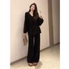 Petite High-End Knit Sweater & Wide-Leg Pants Set for Fall/Winter - Elegant Mature Style