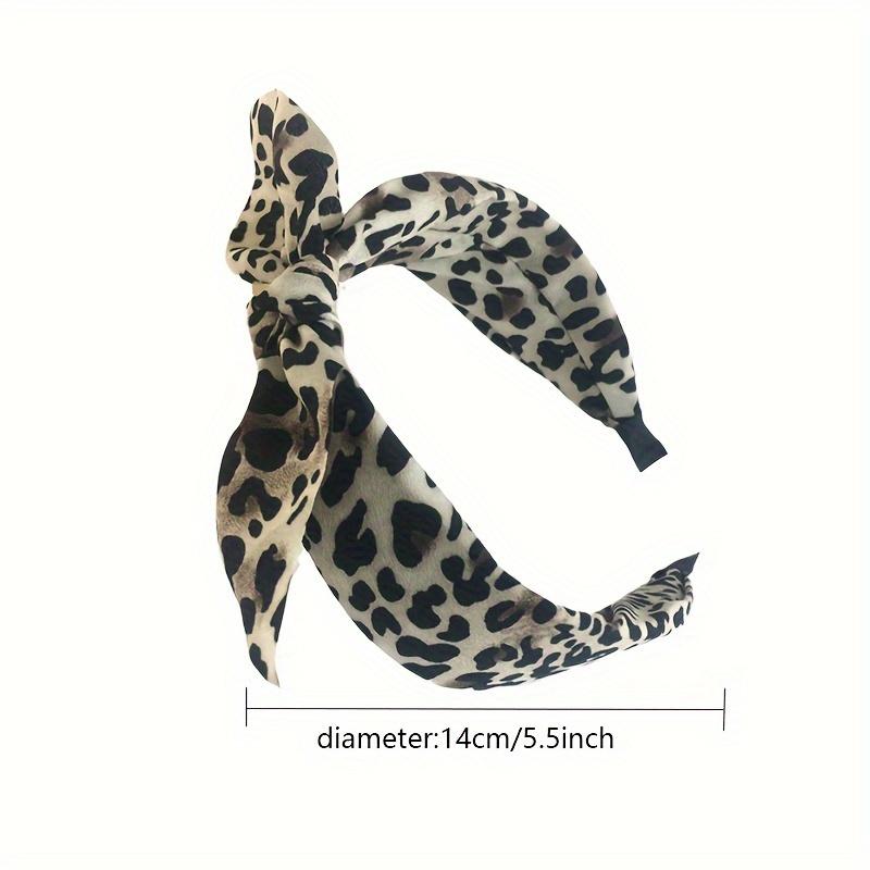 Bentișă coreeană cu imprimeu leopard și fundă, Bentișă din plastic noduit cu temperament, Bandă de păr antiderapantă, Bentișă cu boruri largi, Bandă de păr pentru spălarea feței