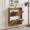 Wall Mounted Shoe Cabinet HAARLEM 71 X 17 X 86 Cm Reclaimed Wood