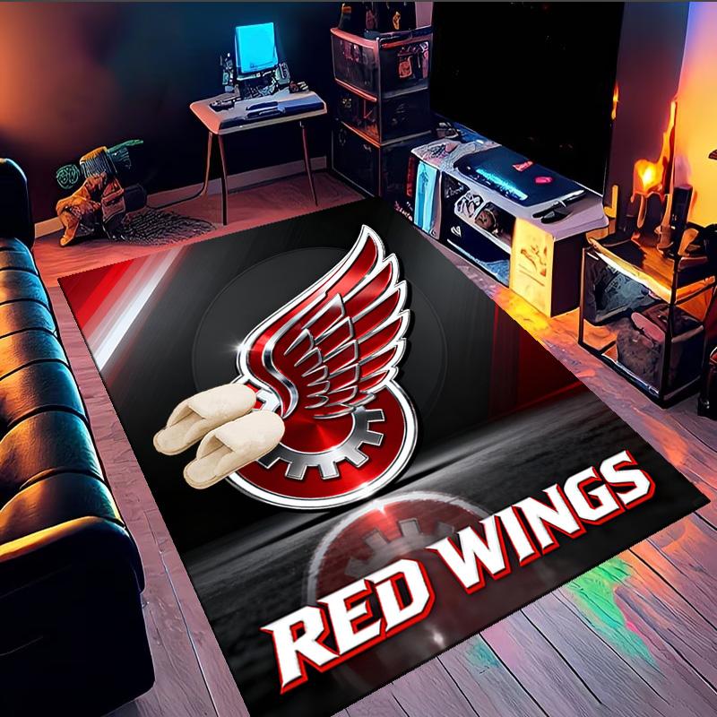 Detroit Red Wings Crest Area Rug Suitable for Indoor And Outdoor,Carpets for Kitchens, Homes, Offices, Living Rooms,Home Decor,Christmas Gift