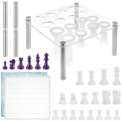 BENECREAT 1 Set International Chess Silicone DIY Chess Kit with Board and Square Piece Resin Board Mold for Board Games and Family Parties Mold,