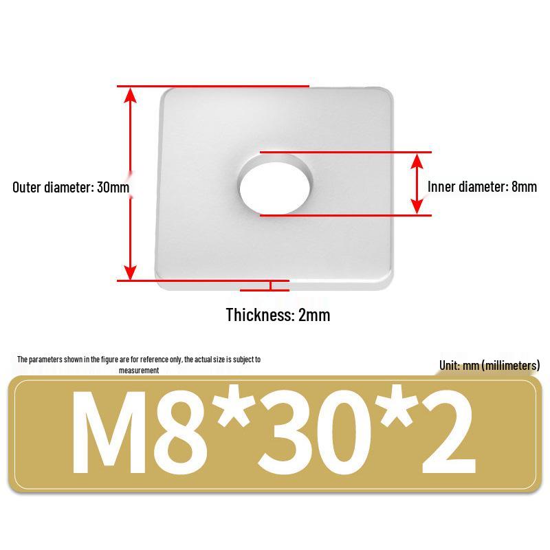 304 Stainless Steel Thickened Square Flat Washers M4-M24