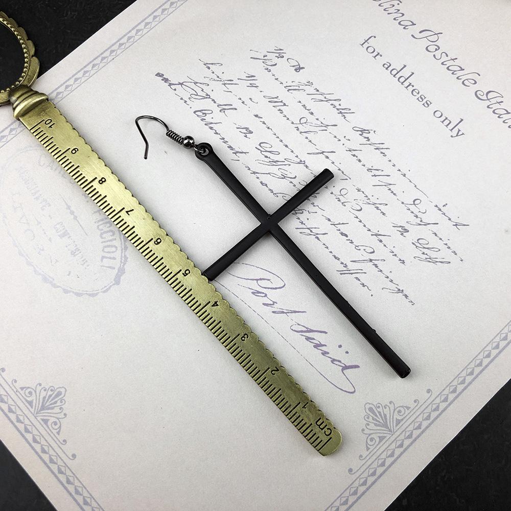 Cross Earrings For Women New Gothic Long Dangle Earring Punk Goth Black Color Fashion Zircon Accessories Wholesale Dropshipping