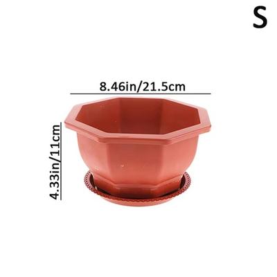Fashion Plastic Flower Pots Octangle with Tray Balcony Plant Pot Succulent Flowerpot Home Garden Decoration