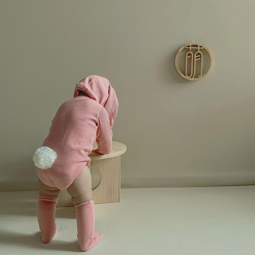 SEIWARAKU Rabbit Romper with Bunny Long Sleeve Solid Baby Baby Shower for Boys and Girls Ears, Coverall, Soft, Color, Underwear, Pajamas, Jumpsuit,