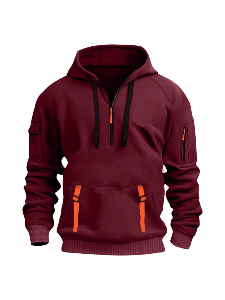 2025 Hot-Selling Men's Sporty Hoodie Set with Arm Pocket and Zipper