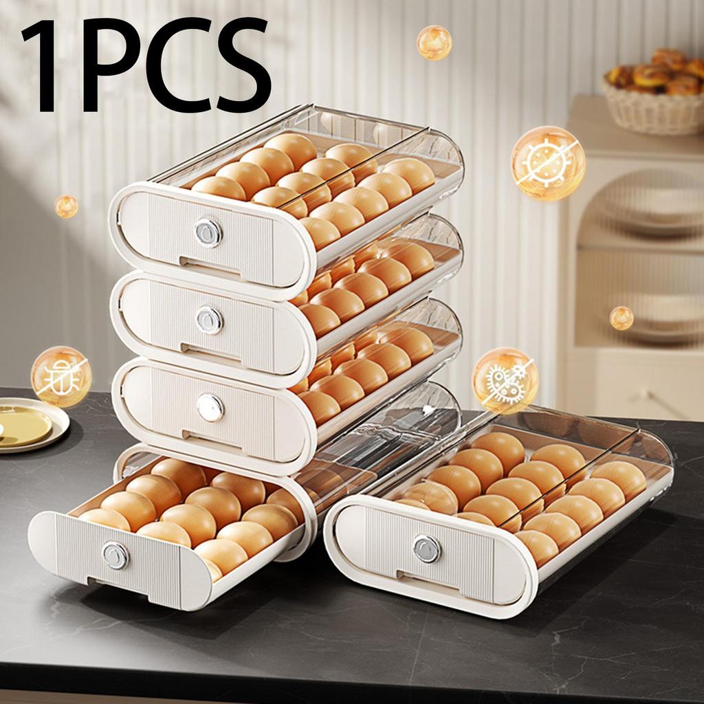 Refrigerator Egg Storage Organizer Holder with Lids Stackable Hold Eggs 18 Count Automatic