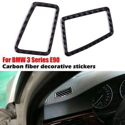 For BMW E92 E90 Carbon Fiber Dashboard Sides Air Vent Outlet Frame Cover Trim
