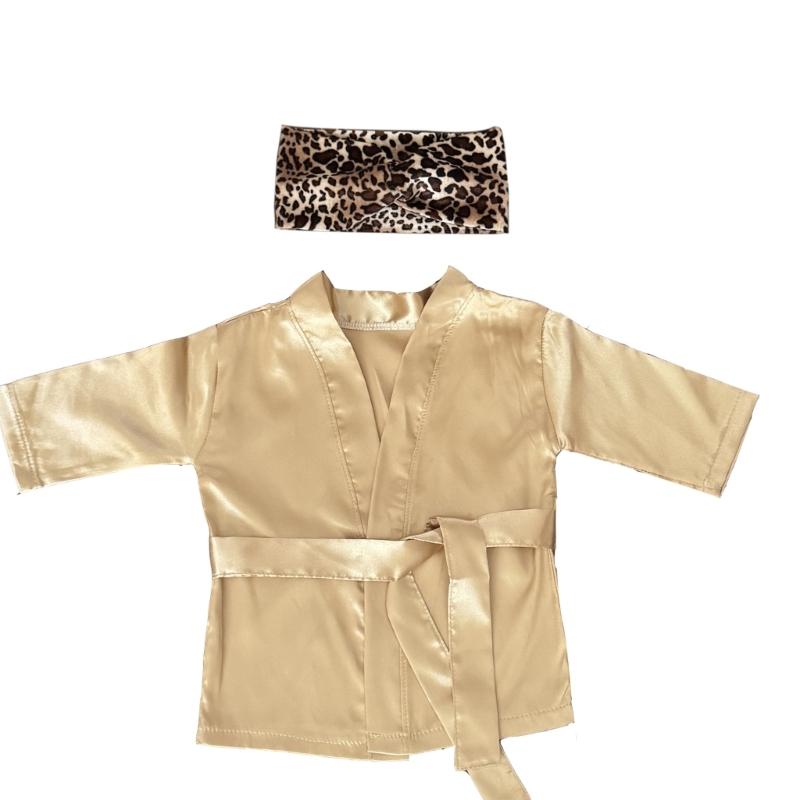 Baby Bathrobe Headwear for Newborns Photography Soft Polyester Adjustable Waistband 0-6 Months Photoshoots Essential 1